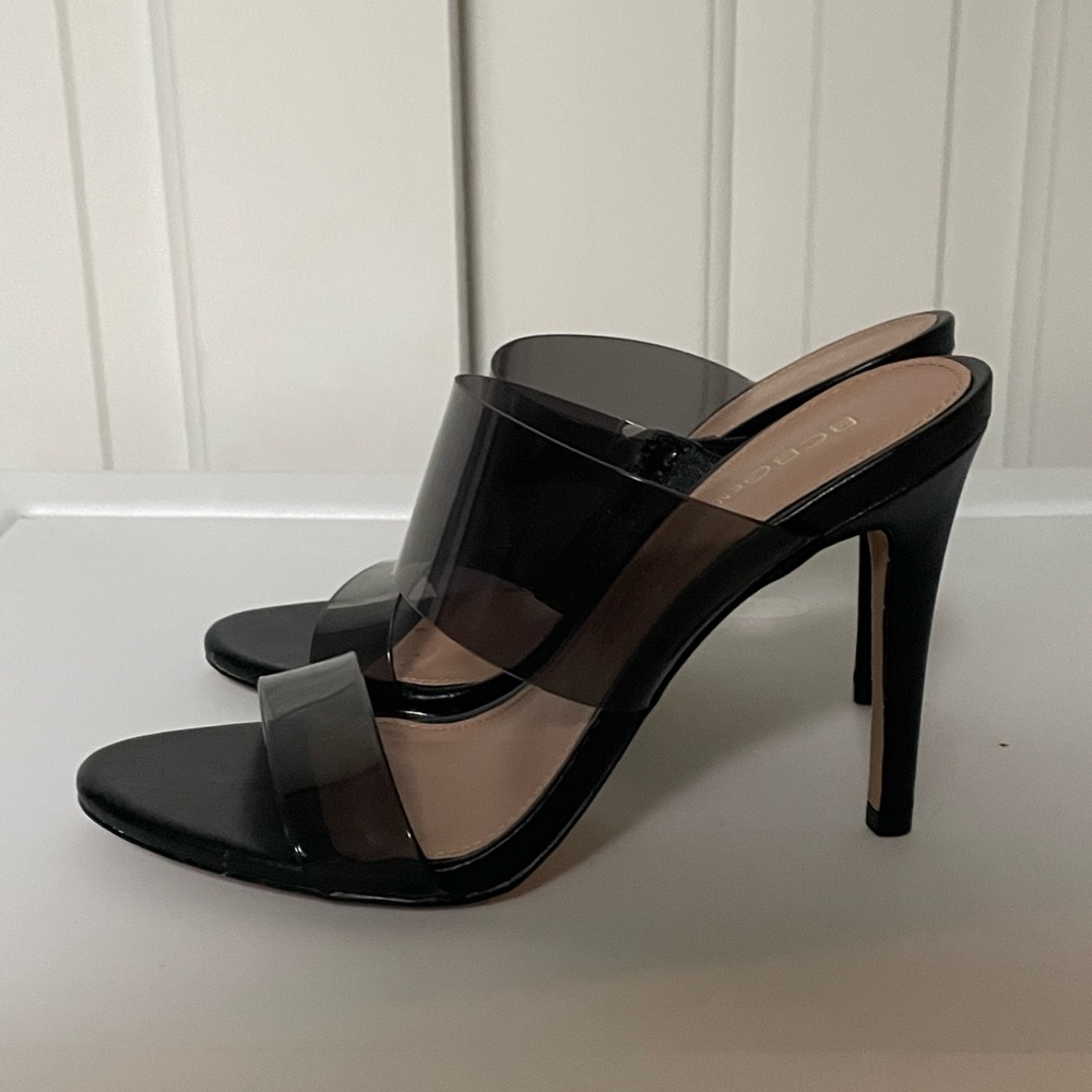 BCBGeneration Black and Clear Heels